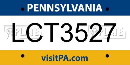 LCT3527 Pennsylvania License Plate