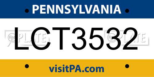 LCT3532 Pennsylvania License Plate
