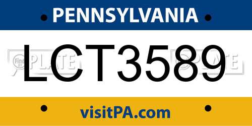 LCT3589 Pennsylvania License Plate
