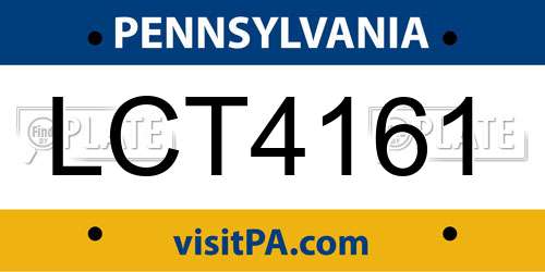 LCT4161 Pennsylvania License Plate