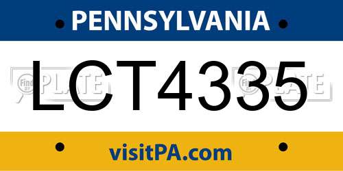 LCT4335 Pennsylvania License Plate