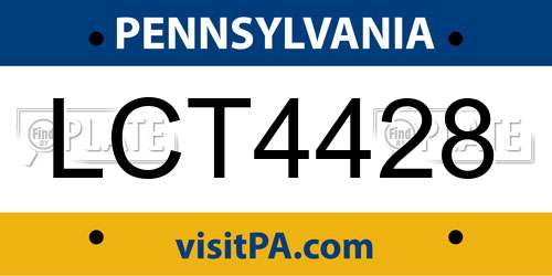 LCT4428 Pennsylvania License Plate