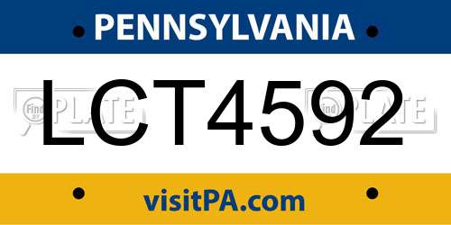 LCT4592 Pennsylvania License Plate