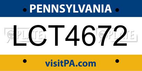 LCT4672 Pennsylvania License Plate