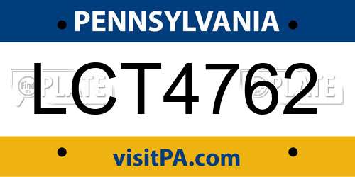 LCT4762 Pennsylvania License Plate