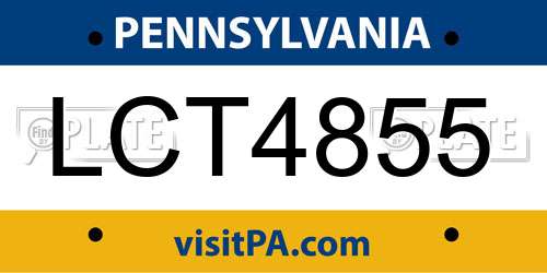 LCT4855 Pennsylvania License Plate