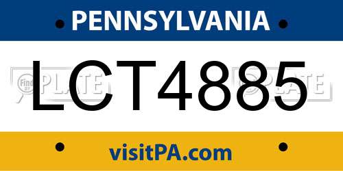 LCT4885 Pennsylvania License Plate