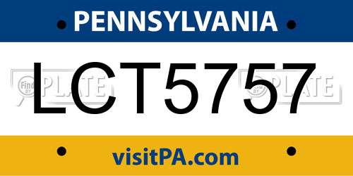 LCT5757 Pennsylvania License Plate
