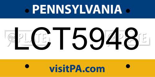 LCT5948 Pennsylvania License Plate