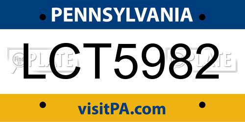 LCT5982 Pennsylvania License Plate