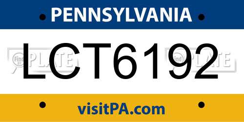 LCT6192 Pennsylvania License Plate