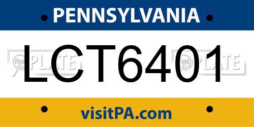 LCT6401 Pennsylvania License Plate