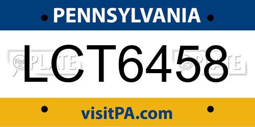 LCT6458 Pennsylvania License Plate