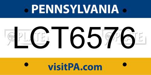 LCT6576 Pennsylvania License Plate