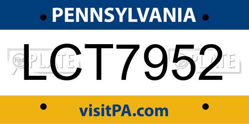 LCT7952 Pennsylvania License Plate