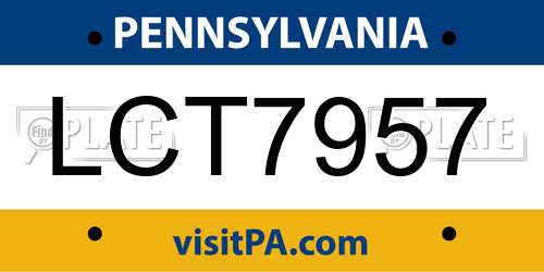 LCT7957 Pennsylvania License Plate