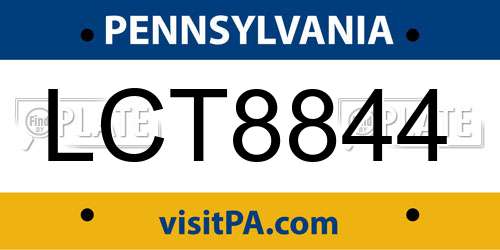 LCT8844 Pennsylvania License Plate