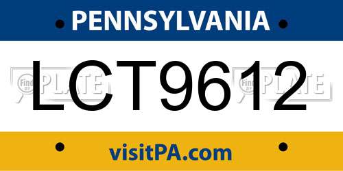 LCT9612 Pennsylvania License Plate
