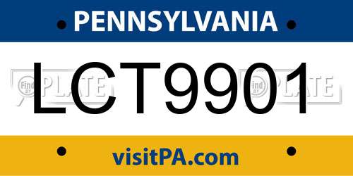 LCT9901 Pennsylvania License Plate