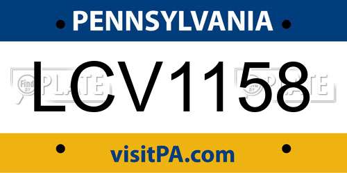 LCV1158 Pennsylvania License Plate