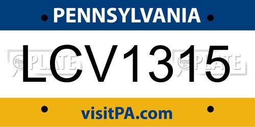 LCV1315 Pennsylvania License Plate