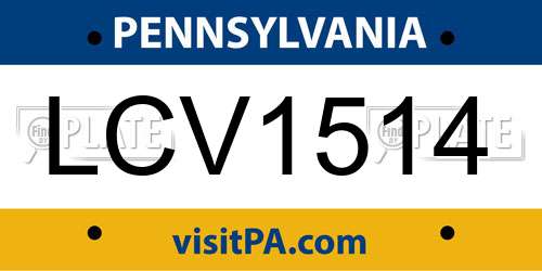 LCV1514 Pennsylvania License Plate