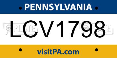 LCV1798 Pennsylvania License Plate