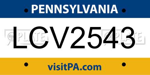 LCV2543 Pennsylvania License Plate