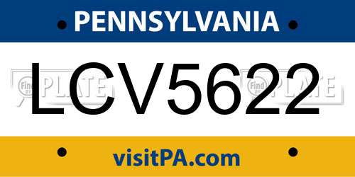 LCV5622 Pennsylvania License Plate