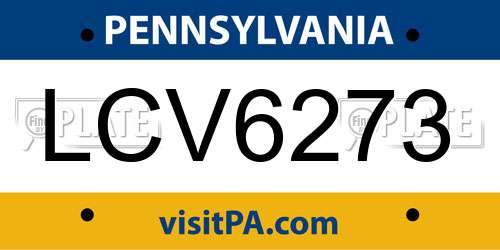 LCV6273 Pennsylvania License Plate