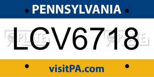 LCV6718 Pennsylvania License Plate