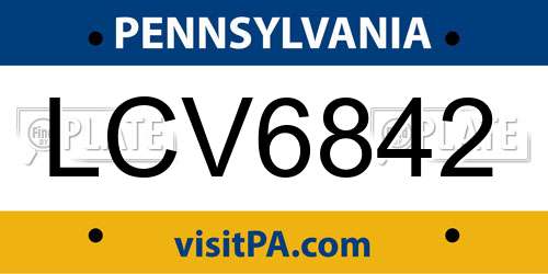 LCV6842 Pennsylvania License Plate
