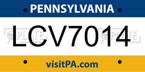LCV7014 Pennsylvania License Plate