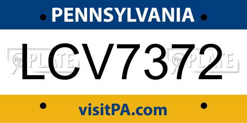 LCV7372 Pennsylvania License Plate