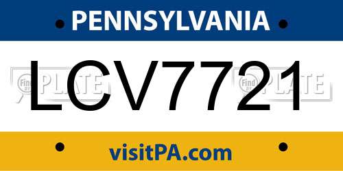 LCV7721 Pennsylvania License Plate