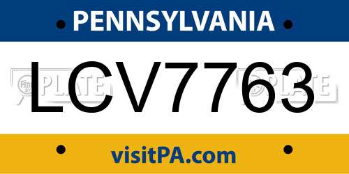 LCV7763 Pennsylvania License Plate