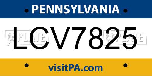 LCV7825 Pennsylvania License Plate