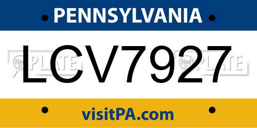 LCV7927 Pennsylvania License Plate