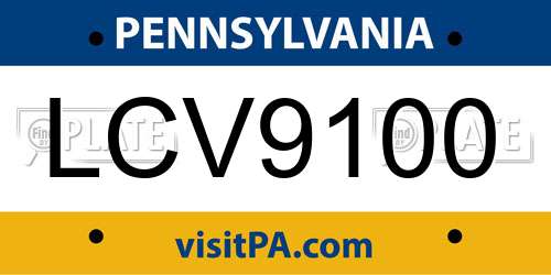 LCV9100 Pennsylvania License Plate