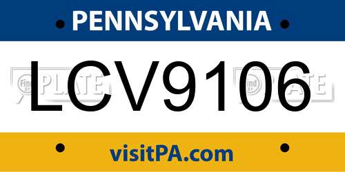 LCV9106 Pennsylvania License Plate