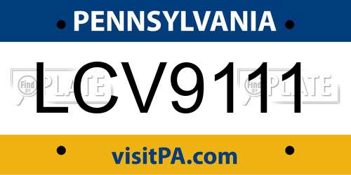 LCV9111 Pennsylvania License Plate