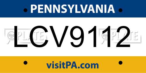 LCV9112 Pennsylvania License Plate