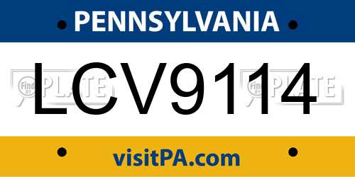 LCV9114 Pennsylvania License Plate