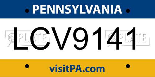 LCV9141 Pennsylvania License Plate