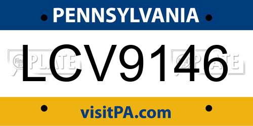 LCV9146 Pennsylvania License Plate