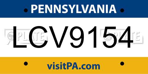 LCV9154 Pennsylvania License Plate