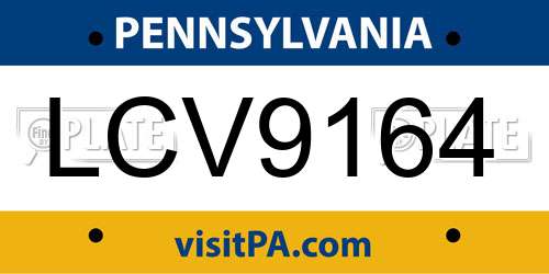 LCV9164 Pennsylvania License Plate