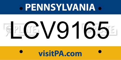 LCV9165 Pennsylvania License Plate