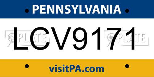 LCV9171 Pennsylvania License Plate