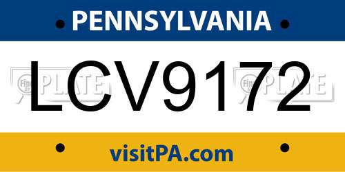 LCV9172 Pennsylvania License Plate